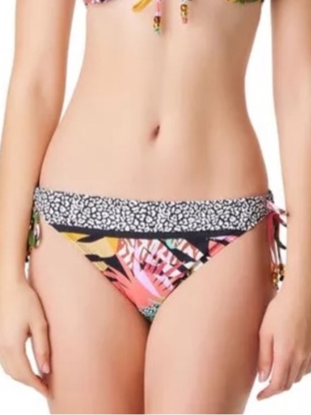 Bleu by Rod Beattie Tropical Mixed Print Tie-Side Bikini Bottoms Size 4 Like New